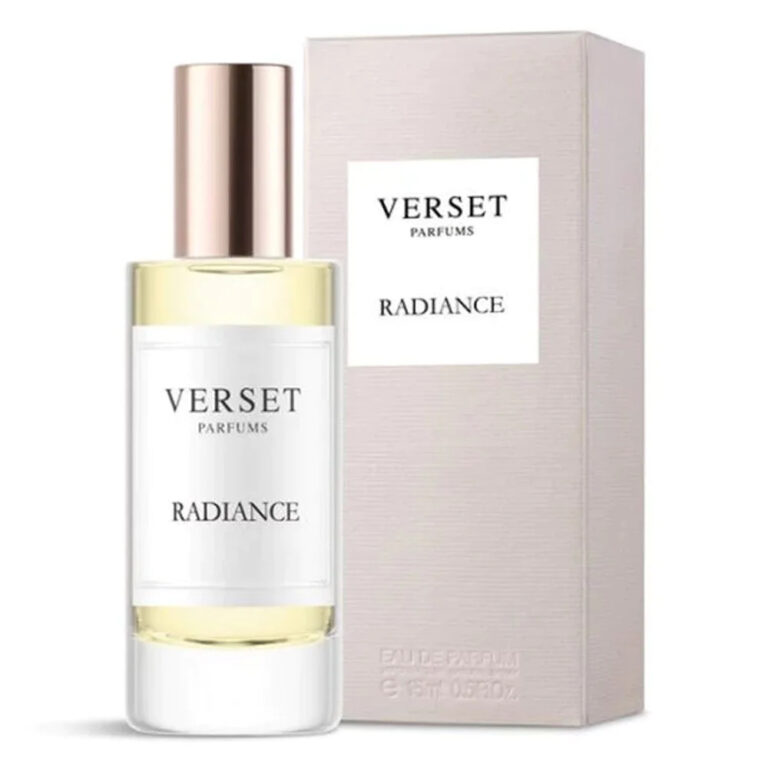 Parfumflasche und Verpackung der Marke Verset Parfums Radiance.