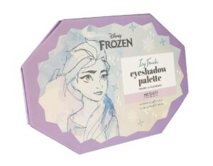 Lila Verpackung einer Lidschattenpalette mit Frozen-Design und stilisierter Zeichnung.