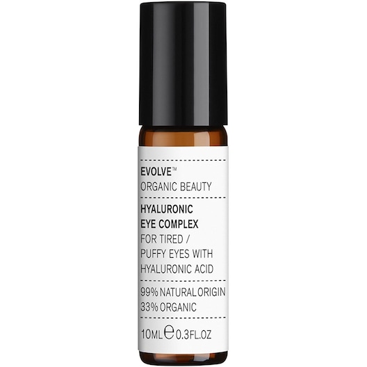 Braunes Roll-on-Fläschchen mit Label für Hyaluronic Eye Complex Pflege. Braunes Roll-on-Fläschchen mit Label für Hyaluronic Eye Complex Pflege.