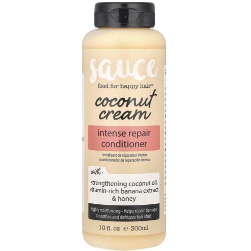 Flasche Conditioner mit Kokosnusscreme und Reparaturversprechen, 300 ml. Flasche Conditioner mit Kokosnusscreme und Reparaturversprechen, 300 ml.