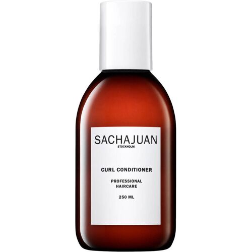 Braune Flasche mit weißem Etikett und Verschluss, beschriftet als Curl Conditioner.