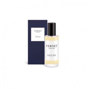 Eine Parfumflasche mit Verpackung der Marke Verset, benannt Ocean.