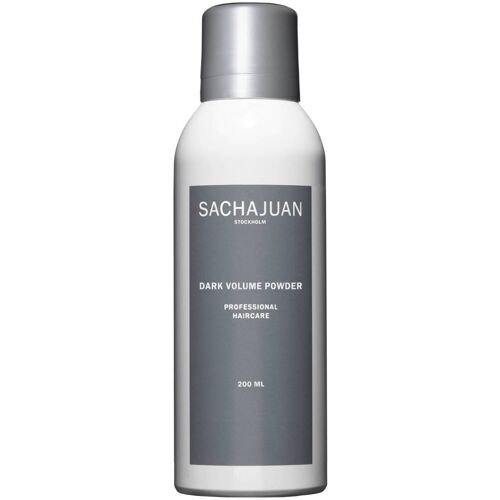 Graue Sprayflasche mit Aufschrift, enthält Dark Volume Powder von Sachajuan.
