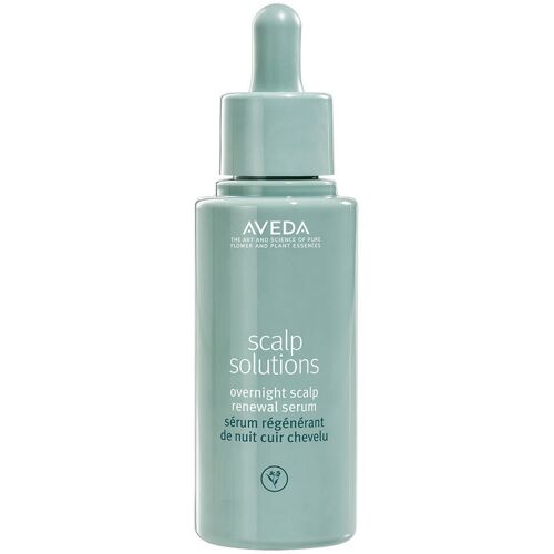 Flasche mit Aveda Haarserum für Kopfhautpflege, grüne Farbe, Tropferdeckel.