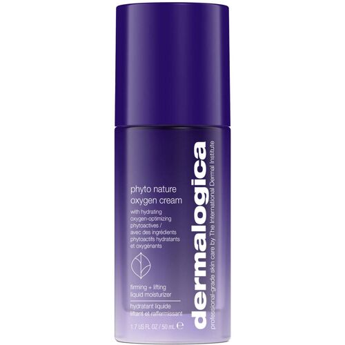 Lila Dermalogica Phyto Nature Oxygen Cream Flasche mit weißem Text. Lila Dermalogica Phyto Nature Oxygen Cream Flasche mit weißem Text.