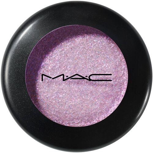 Lila glitzernder Lidschatten in schwarzer runder Dose mit MAC-Logo.