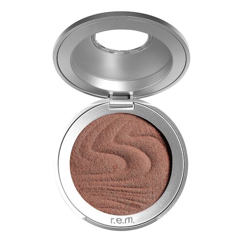 Offene Lidschattenpalette in Bronzeton mit r.e.m.-Logo. Offene Lidschattenpalette in Bronzeton mit r.e.m.-Logo.