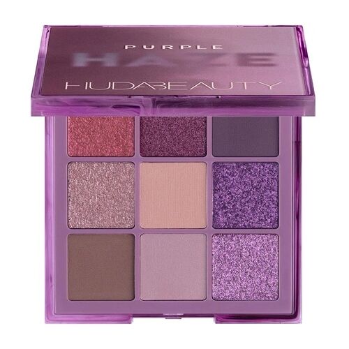 Palette mit neun violetten und braunen Lidschatten in glänzenden und matten Ausführungen.