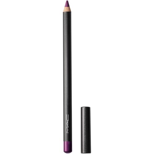 Lila Lippenkonturenstift von MAC mit abgenommenem Deckel auf weißem Hintergrund.