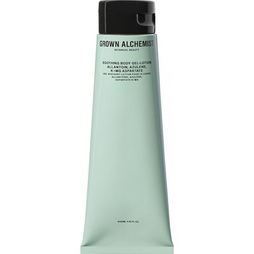 Hellgrüne Tube mit schwarzem Deckel, Produktname Grown Alchemist, Körperpflege-Lotion.