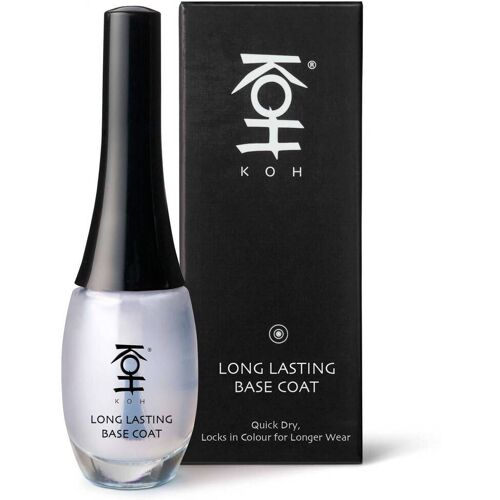 Nagellackflasche von Koh neben schwarzer Verpackung mit Logo.