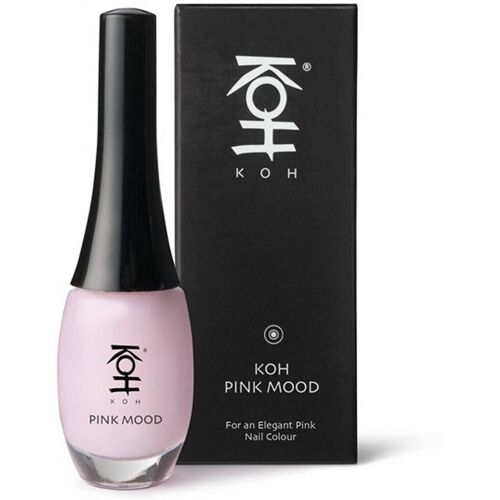 Rosa Nagellackflasche neben KOH Pink Mood Verpackung.