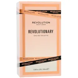 Rechteckige Schachtel für Eau de Toilette mit orangefarbenem Rand.