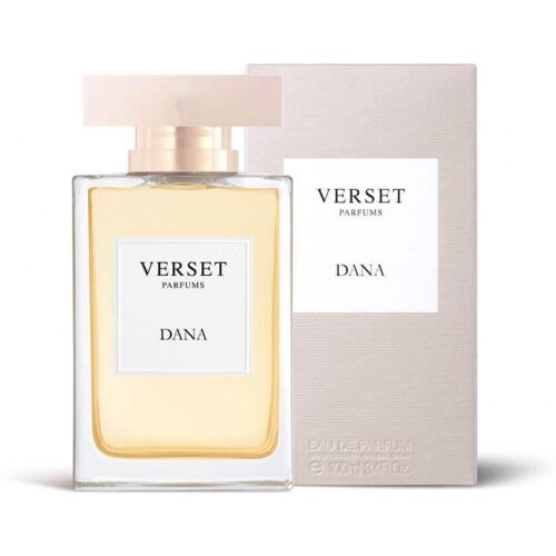 Glasflakon mit Parfum und passender Verpackung von Verset Dana.