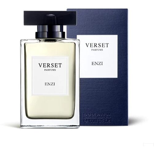 Parfumflasche von Verset neben passender dunkelblauer Verpackung.