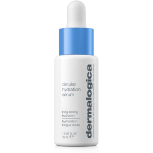 Blau-weißes Dermalogica-Serum mit Pipettenverschluss, 30 ml Flasche.