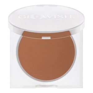 Transparente Kunststoffverpackung mit braunem Kosmetikbronzer darin.