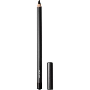 Schwarzer Kosmetik-Eyelinerstift mit abgenommener Kappe auf weißem Hintergrund.