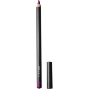 Lila Lippenkonturenstift von MAC mit abgenommenem Deckel auf weißem Hintergrund.