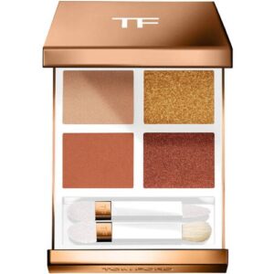 Goldene Lidschattenpalette mit vier Farben und zwei Applikatoren.