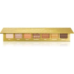 Goldene Lidschattenpalette mit verschiedenen Schattierungen und Texturen.