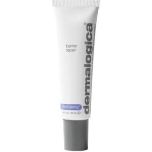 Weiße Tubenverpackung mit grauem Aufdruck von Dermalogica UltraCalming Creme.