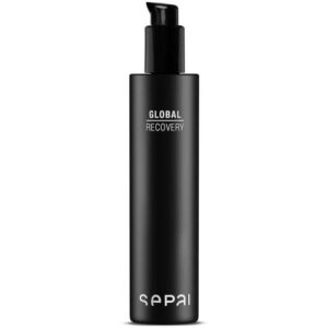 Schwarze Flasche mit Pumpe, beschriftet mit "Global Recovery", Sepai-Logo unten.