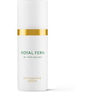 Weiße Flasche mit goldener Banderole beschriftet mit "Royal Fern Phytoactive Cream".