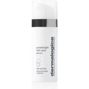 Weißes Fläschchen Dermalogica Powerbright Serum mit schwarzem Deckel und Textaufdruck.