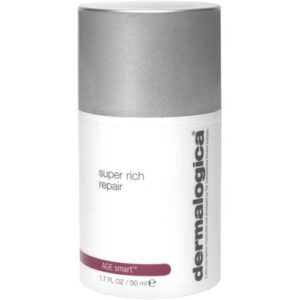 Weißer Behälter der Marke Dermalogica mit grauem Deckel und Produktinformationen.