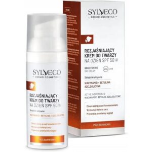 Aufhellende Tagescreme von Sylveco mit SPF 50, polnische Produktverpackung.