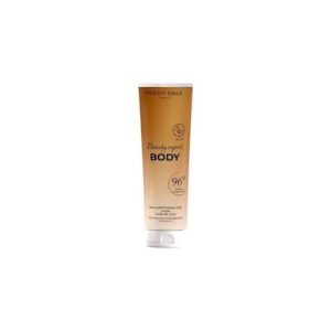 Eine goldfarbene Tube mit Körpercreme der Marke Peggy Sage.