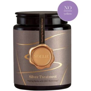 Glasbehälter mit goldenem Wachsiegel, Produkttext für silbernes Haarpflegeprodukt.