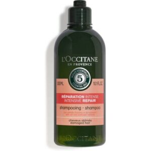 Grünes L'Occitane-Shampoo für intensivere Haarreparatur in einer 300 ml Flasche.