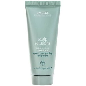 Grüne Aveda Conditioner-Tube mit Text und Logo in englischer Sprache.