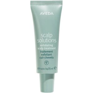 Grünes Kosmetiktubenprodukt mit Text zur Kopfhautpflege der Marke Aveda.