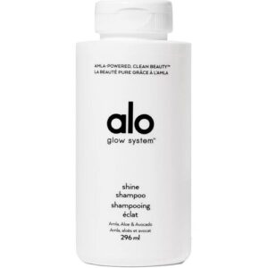 Weiße Shampoo-Flasche mit schwarzem Text und 296 ml Füllmenge.