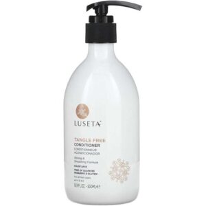 Weiße Pumpflasche mit Luseta Tangle Free Conditioner-Label.
