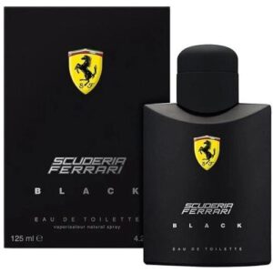 Schwarzes Eau de Toilette von Ferrari mit Verpackung.