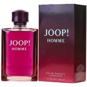 Joop Homme Parfum neben seiner Verpackung auf weißem Hintergrund.