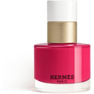 Rote Nagellackflasche von Hermès mit weißem und goldenem Verschluss.