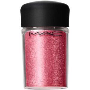 Rosa Glitzerpigment in transparenter Dose mit schwarzem Deckel.