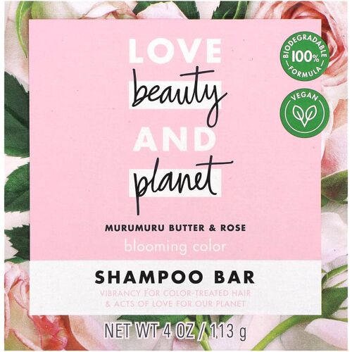 Verpackung eines veganen Shampoo-Riegels mit rosa Design und Rosenmotiv.
